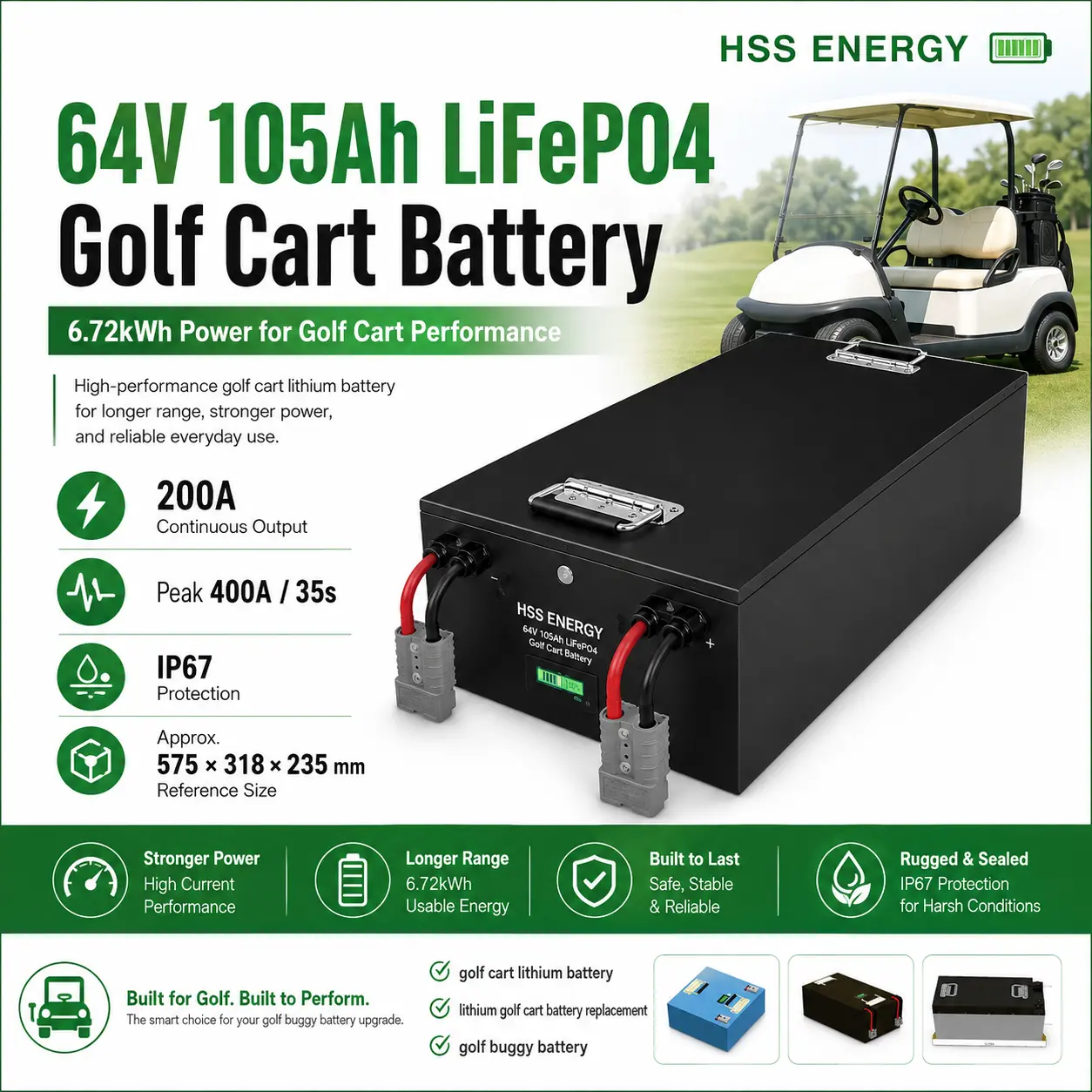 60V 105Ah ゴルフ カート リチウム バッテリー